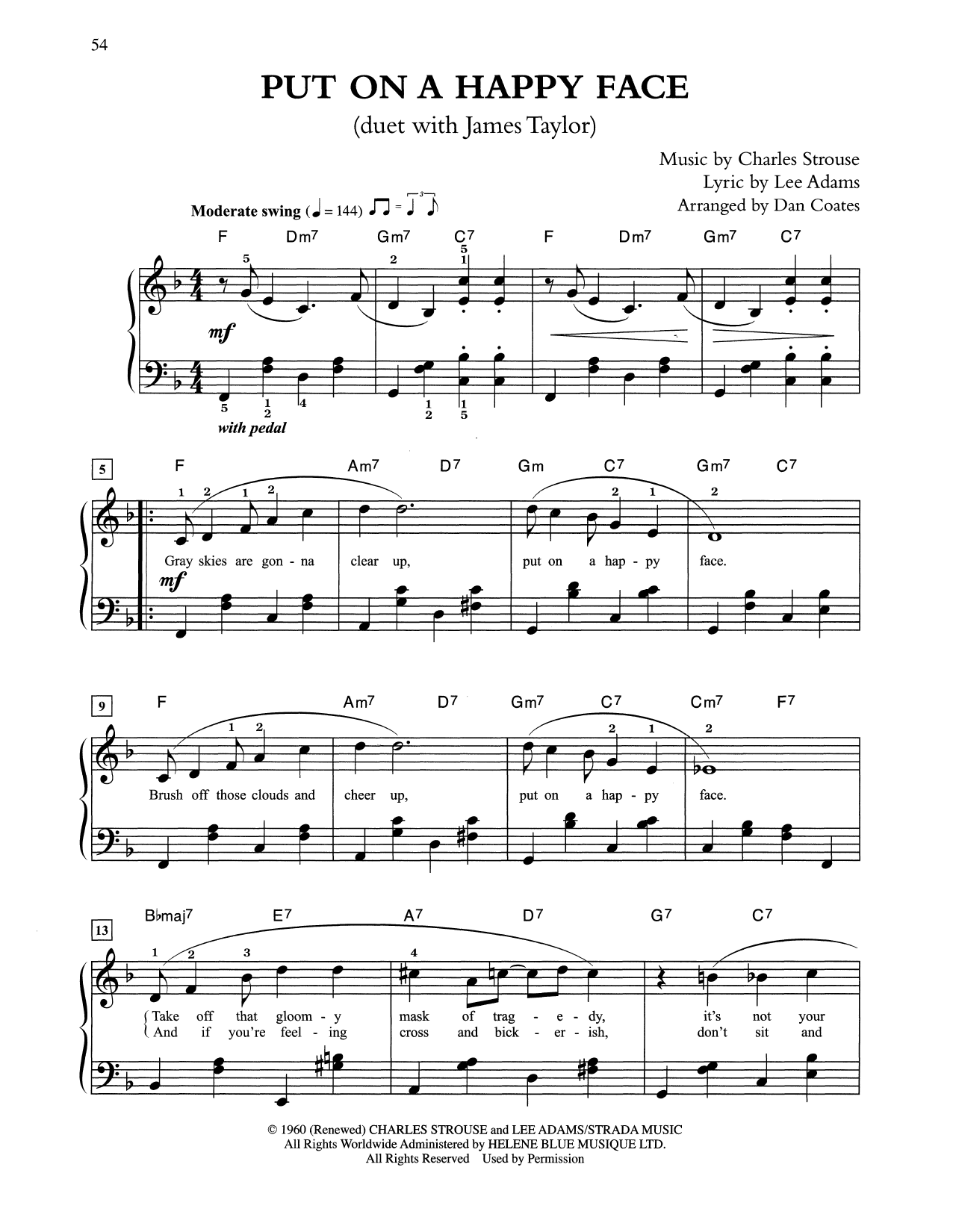 Tony Bennett & James Taylor Put On A Happy Face (arr. Dan Coates) sheet music notes and chords arranged for Easy Piano