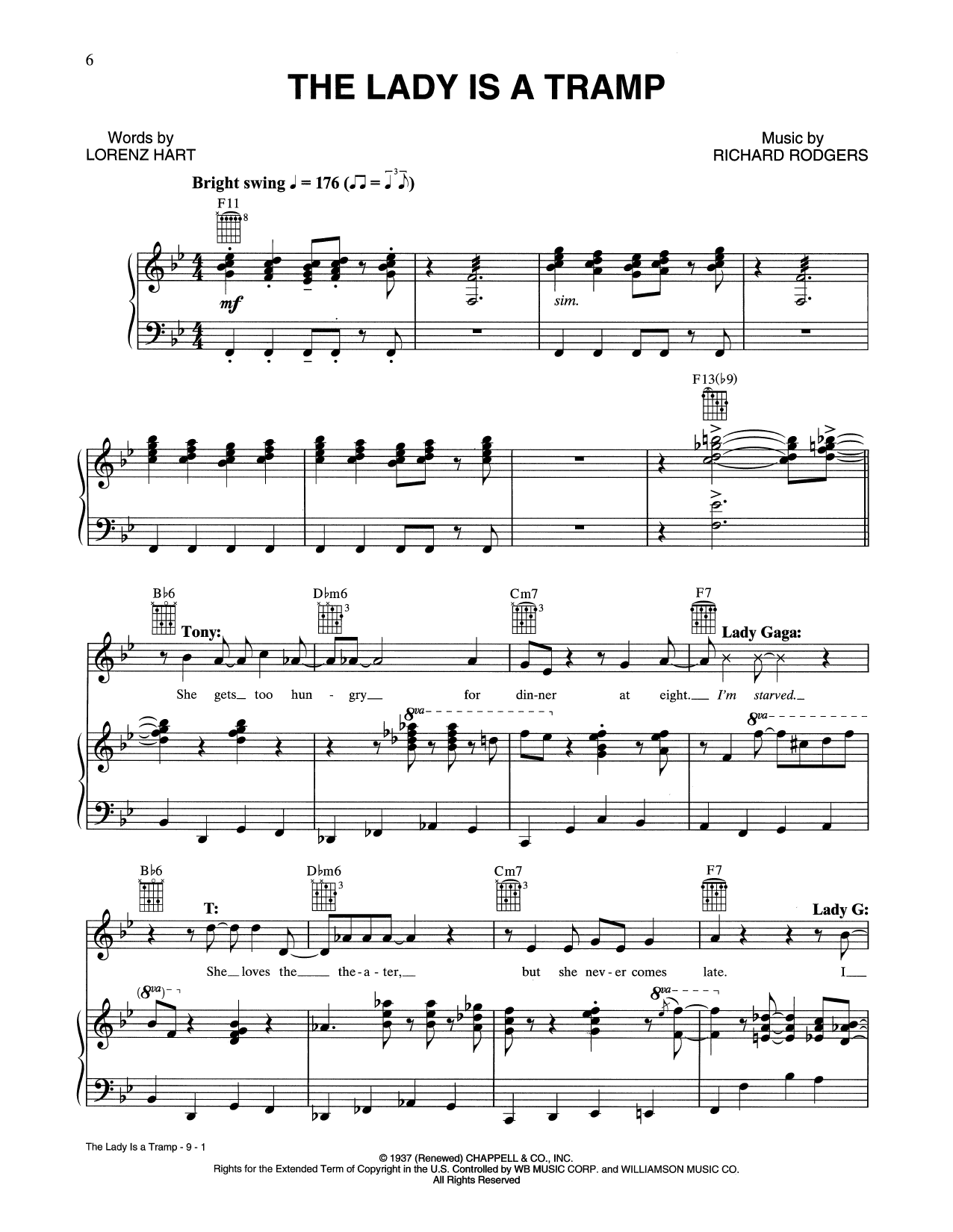 Tony Bennett & Lady Gaga The Lady Is A Tramp sheet music notes and chords arranged for Piano, Vocal & Guitar Chords (Right-Hand Melody)
