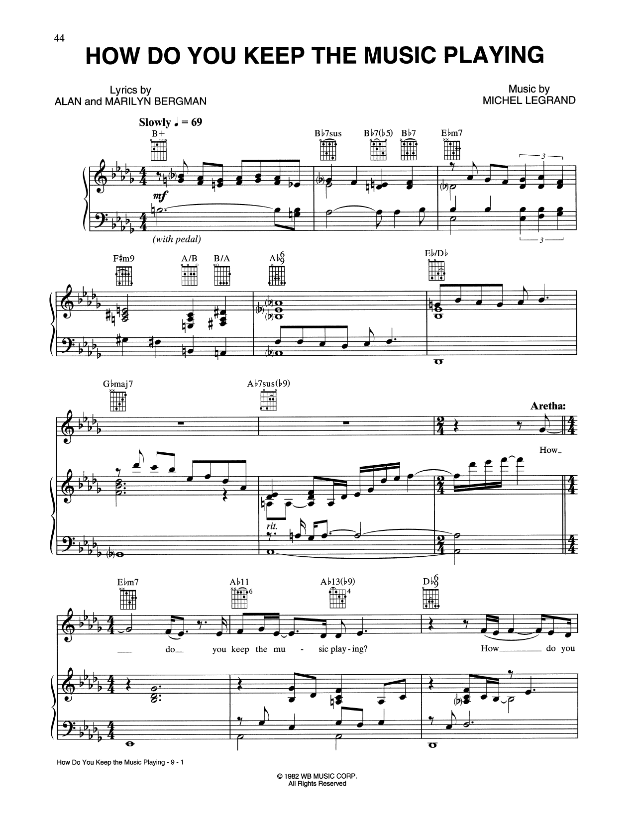 Tony Bennett and Aretha Franklin How Do You Keep The Music Playing? (from Best Friends) sheet music notes and chords arranged for Piano, Vocal & Guitar Chords