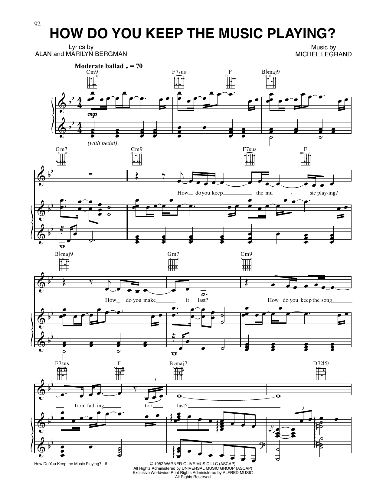 Tony Bennett and Aretha Franklin How Do You Keep The Music Playing? sheet music notes and chords arranged for Piano, Vocal & Guitar Chords (Right-Hand Melody)