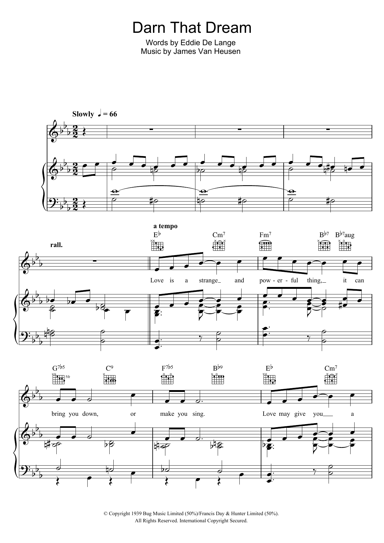 Tony Bennett Darn That Dream sheet music notes and chords arranged for Piano, Vocal & Guitar Chords