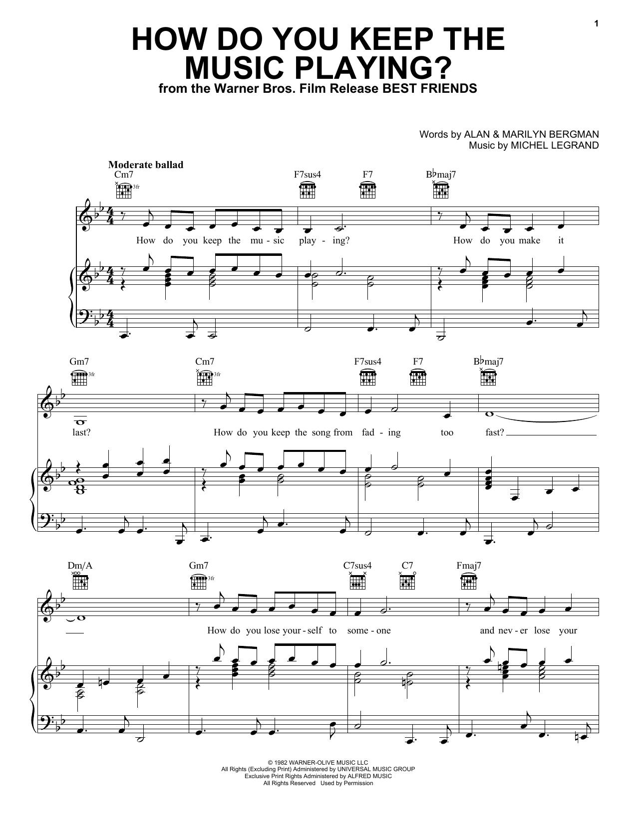 Tony Bennett How Do You Keep The Music Playing? (from Best Friends) sheet music notes and chords arranged for Piano, Vocal & Guitar Chords (Right-Hand Melody)
