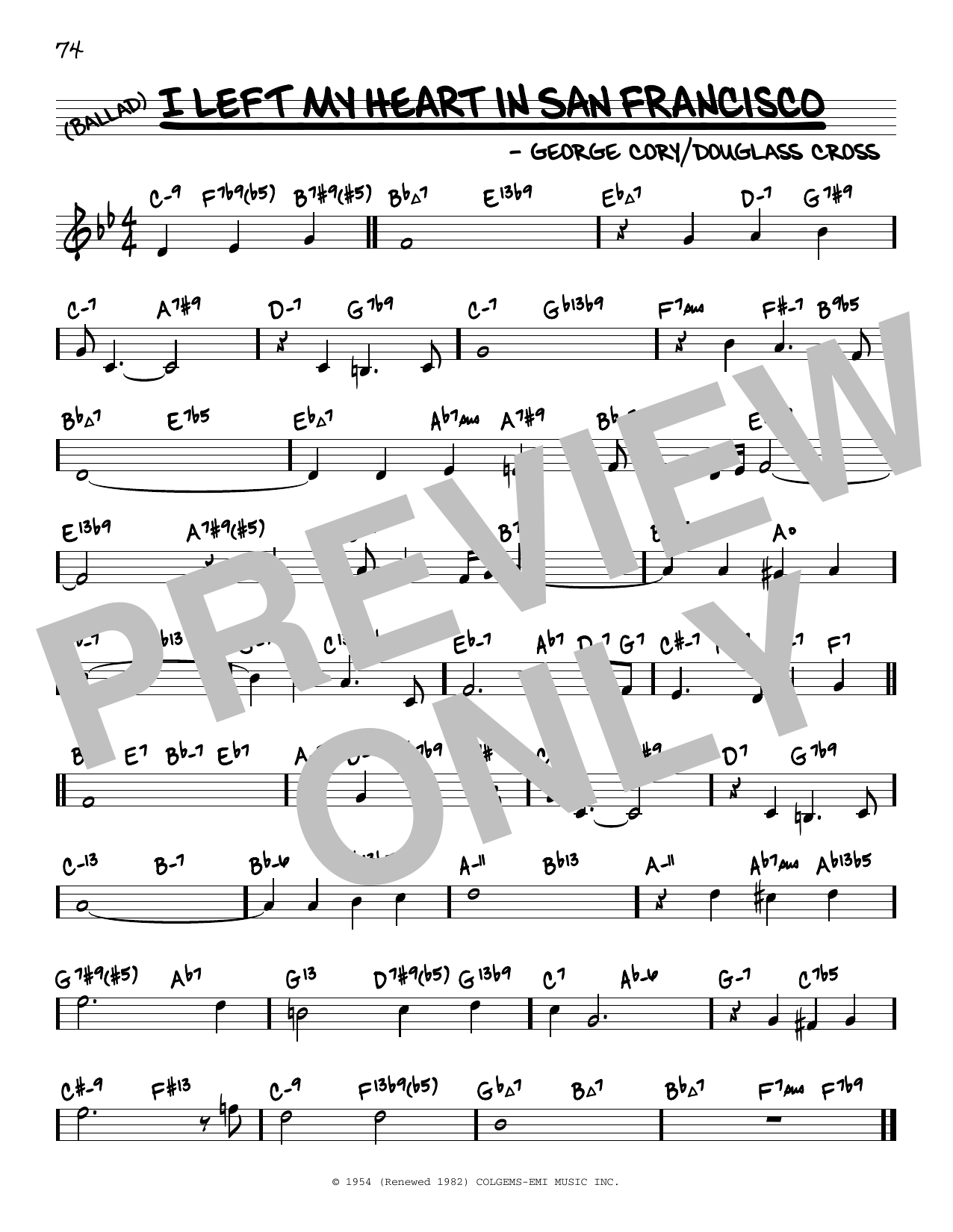 Tony Bennett I Left My Heart In San Francisco (arr. David Hazeltine) sheet music notes and chords arranged for Real Book – Enhanced Chords
