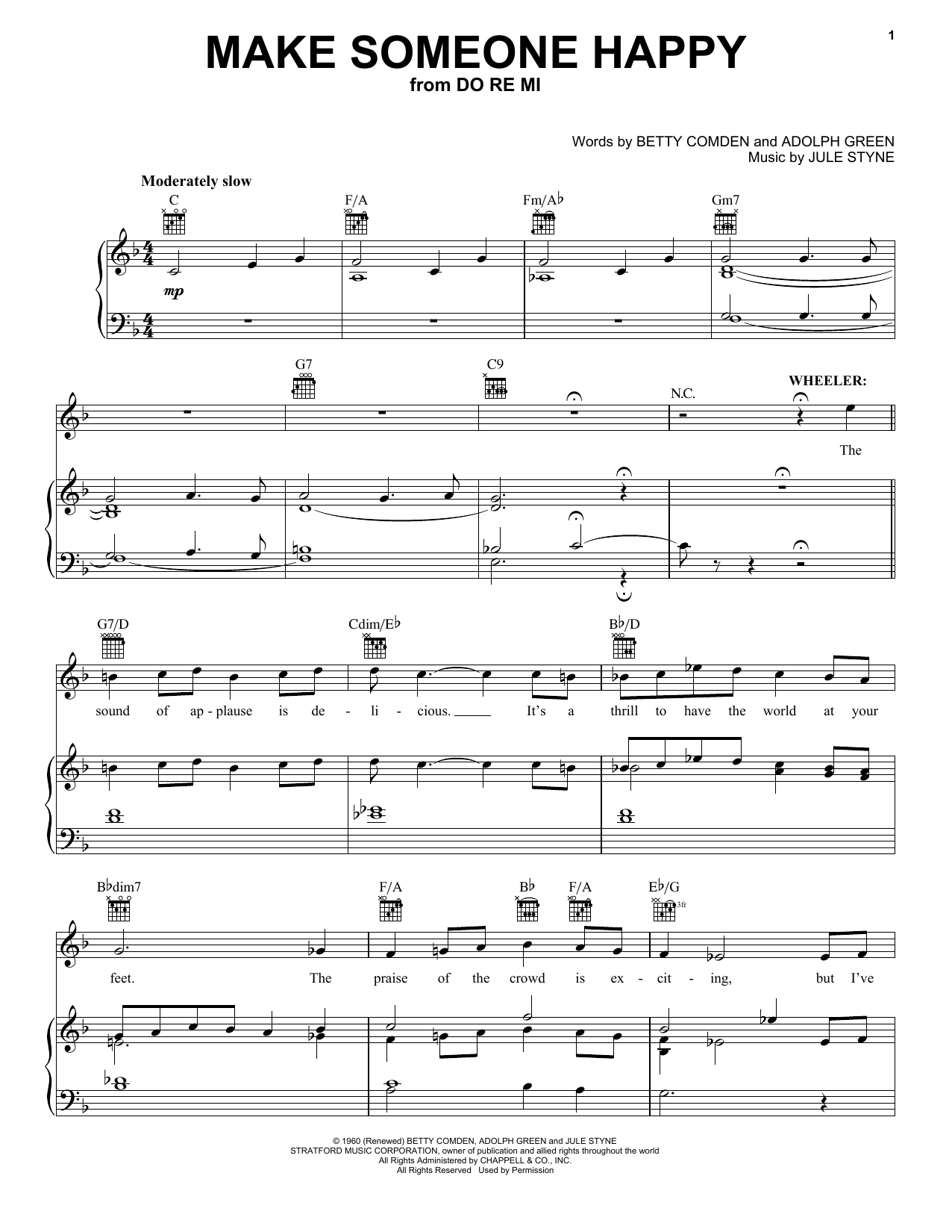 Tony Bennett Make Someone Happy (from Do Re Mi) sheet music notes and chords arranged for Piano, Vocal & Guitar Chords (Right-Hand Melody)