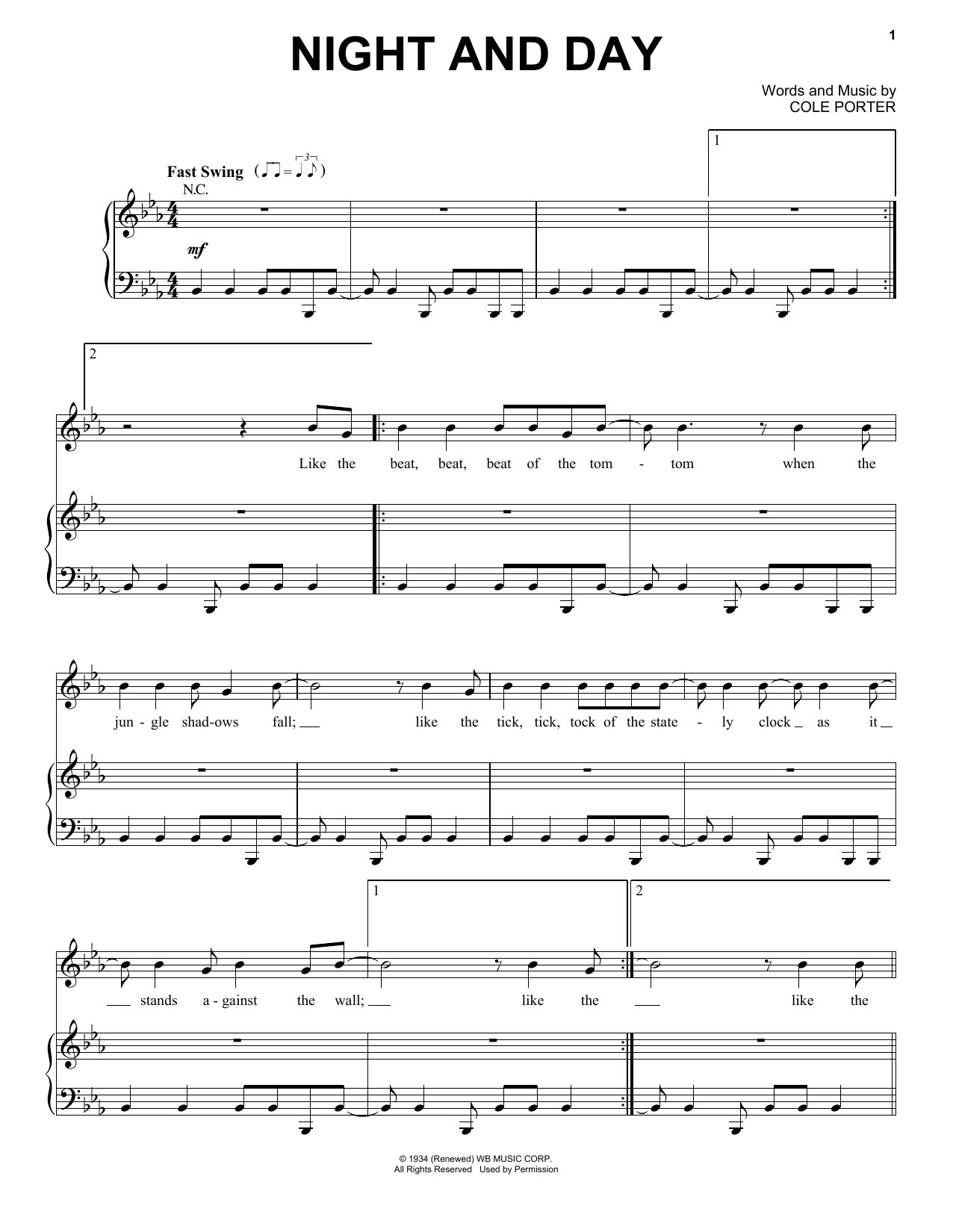 Tony Bennett Night And Day sheet music notes and chords arranged for Piano & Vocal