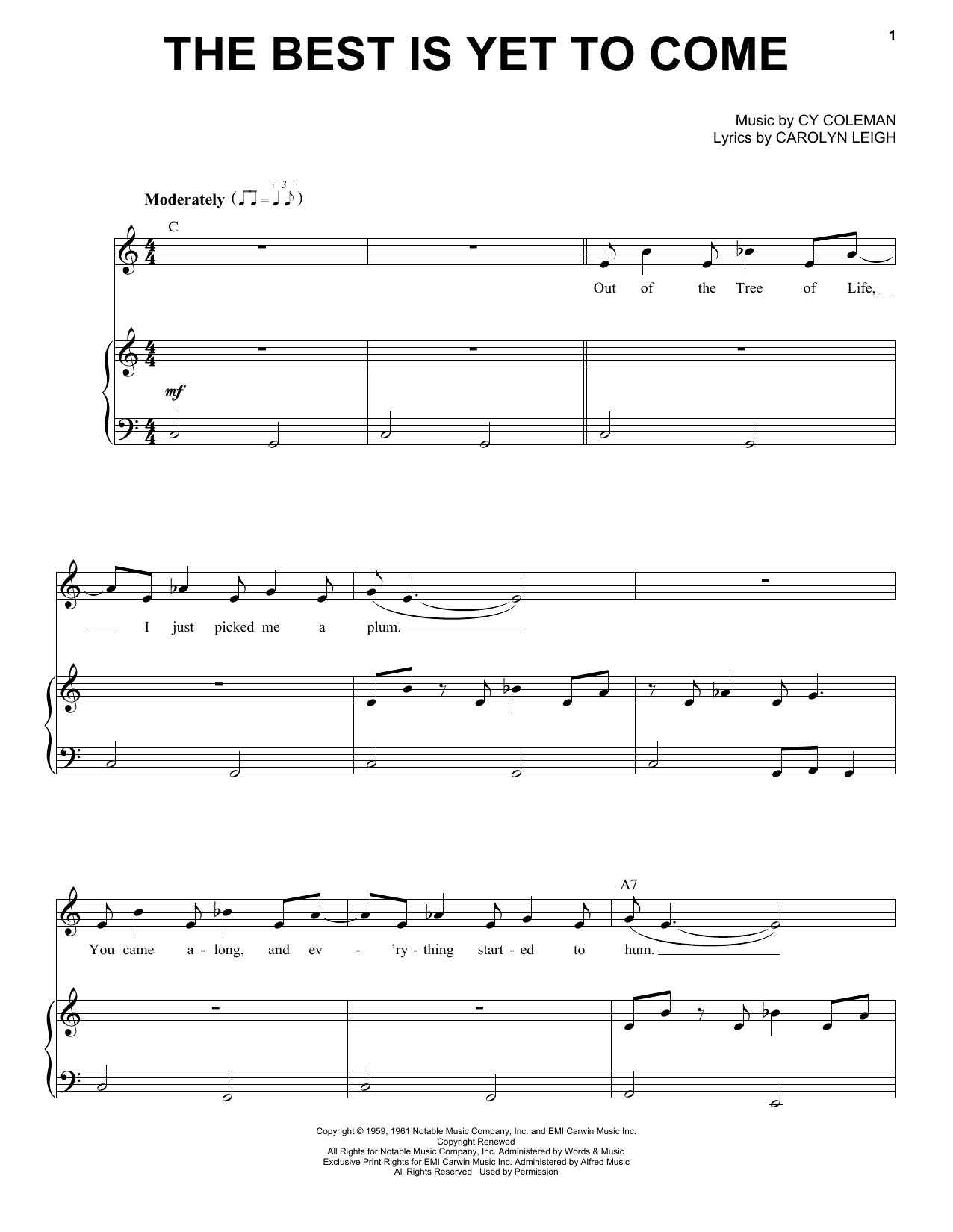 Tony Bennett The Best Is Yet To Come sheet music notes and chords arranged for Piano, Vocal & Guitar Chords (Right-Hand Melody)
