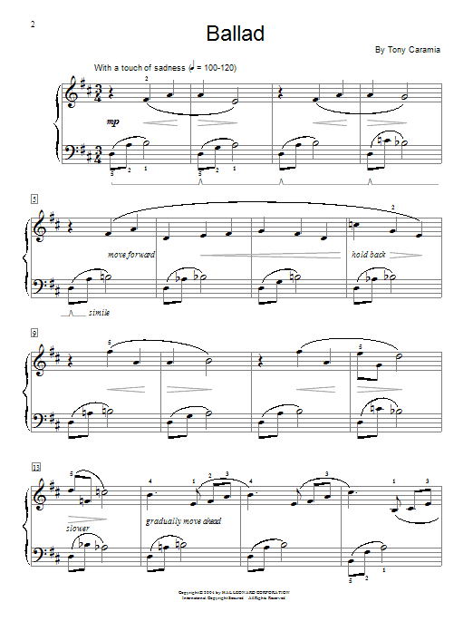Tony Caramia Ballad sheet music notes and chords arranged for Educational Piano