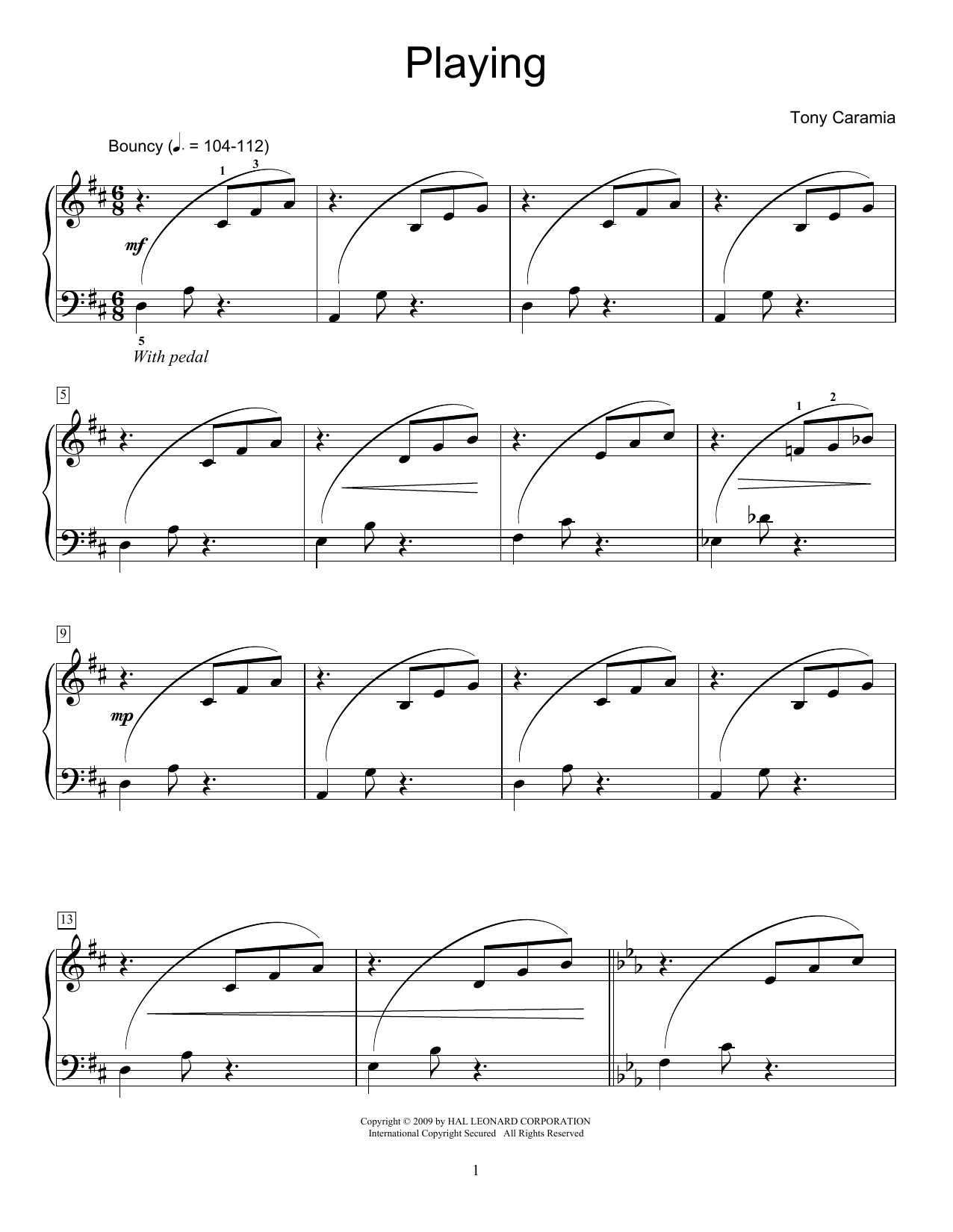Tony Caramia Playing sheet music notes and chords arranged for Piano Duet