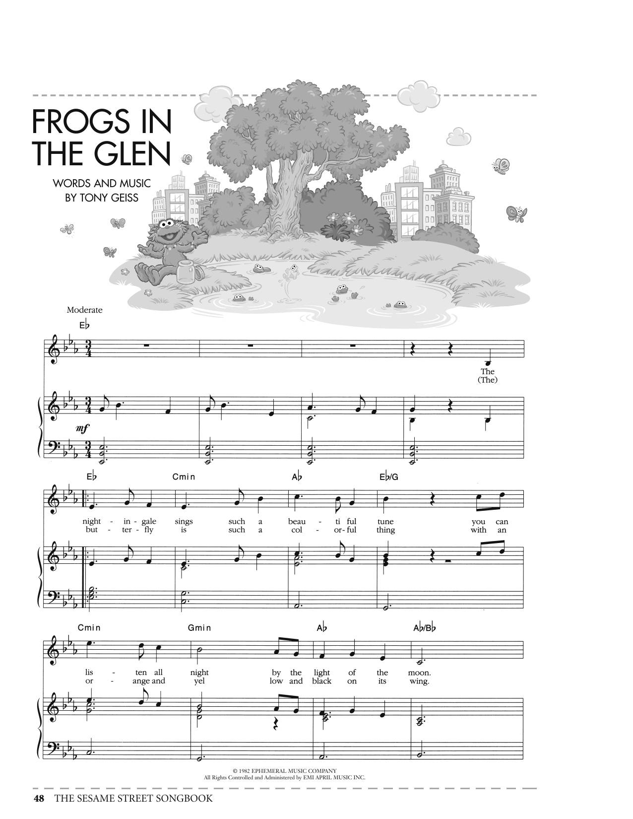 Tony Geiss Frogs In The Glen (from Sesame Street) sheet music notes and chords arranged for Piano, Vocal & Guitar Chords (Right-Hand Melody)