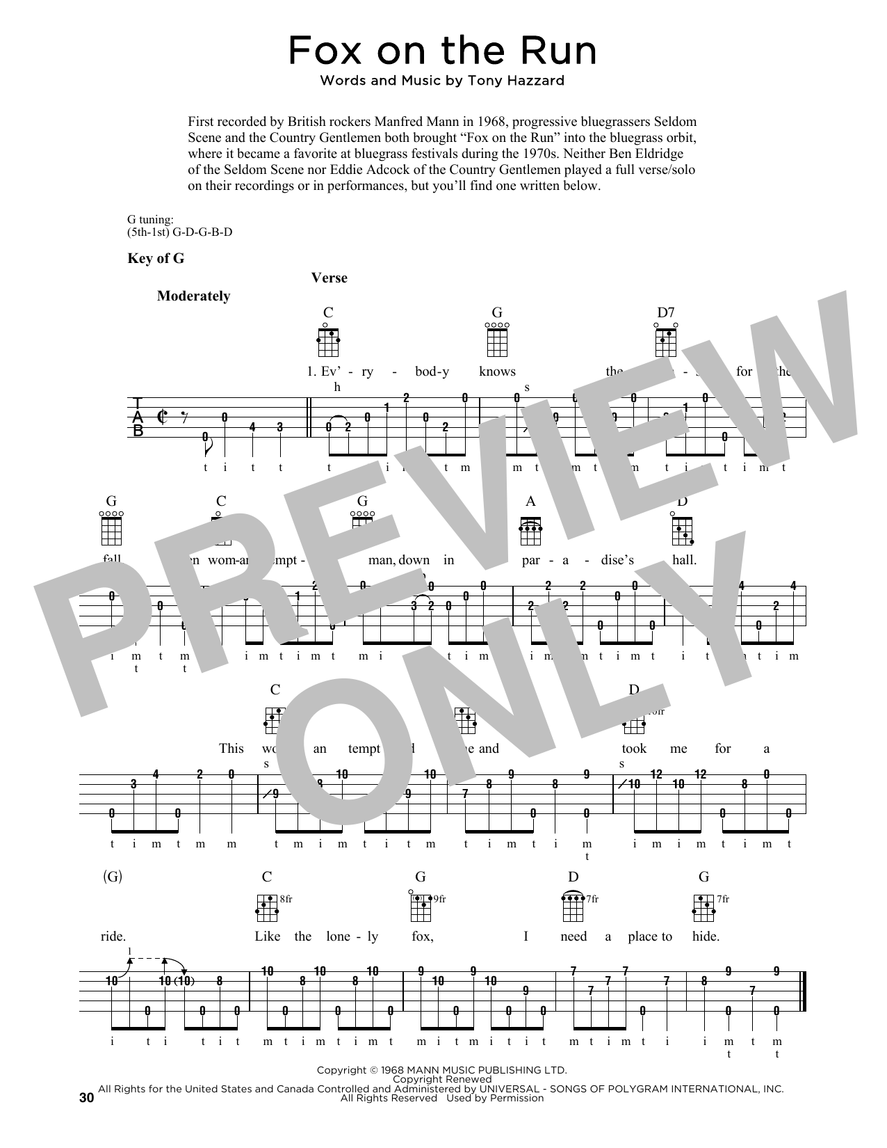 Tony Hazzard Fox On The Run (arr. Fred Sokolow) sheet music notes and chords arranged for Banjo Tab