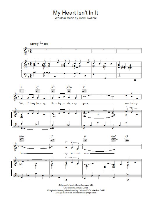 Tony Pastor My Heart Isn't In It sheet music notes and chords arranged for Piano, Vocal & Guitar Chords