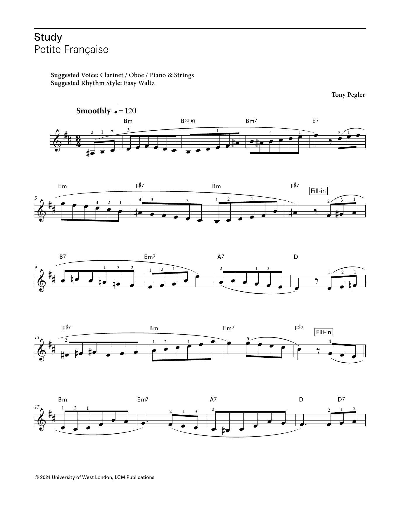 Tony Pegler Petite Française (from LCME Electronic Keyboard Study Grade 4) sheet music notes and chords arranged for Piano Solo