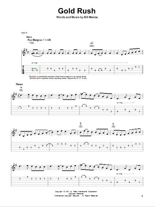 Tony Rice Gold Rush sheet music notes and chords arranged for Guitar Tab (Single Guitar)