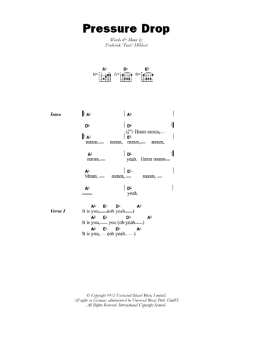 Toots & The Maytals Pressure Drop sheet music notes and chords arranged for Guitar Chords/Lyrics