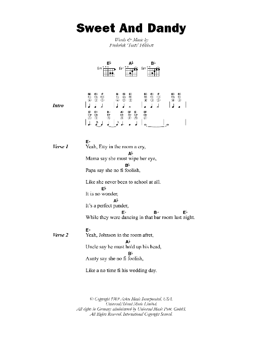 Toots & The Maytals Sweet And Dandy sheet music notes and chords arranged for Guitar Chords/Lyrics