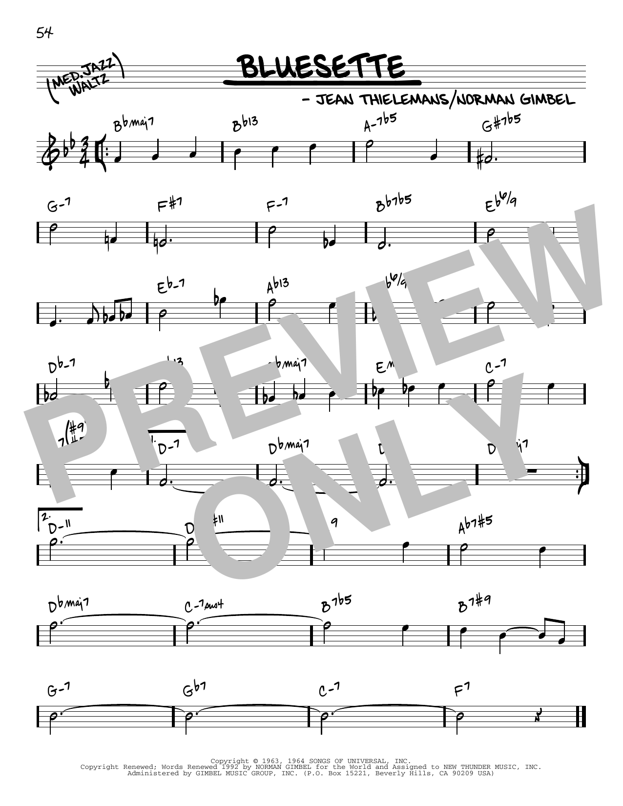Toots Thielmans Bluesette [Reharmonized version] (arr. Jack Grassel) sheet music notes and chords arranged for Real Book – Melody & Chords