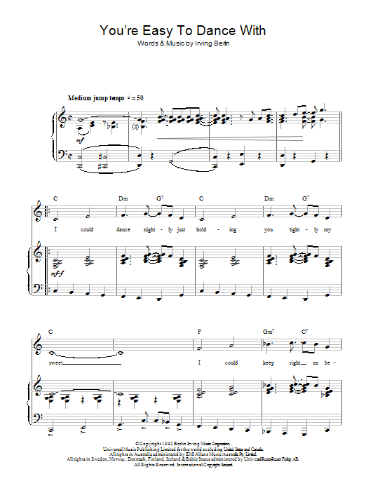 Top Hat Cast You're Easy To Dance With sheet music notes and chords arranged for Piano, Vocal & Guitar Chords