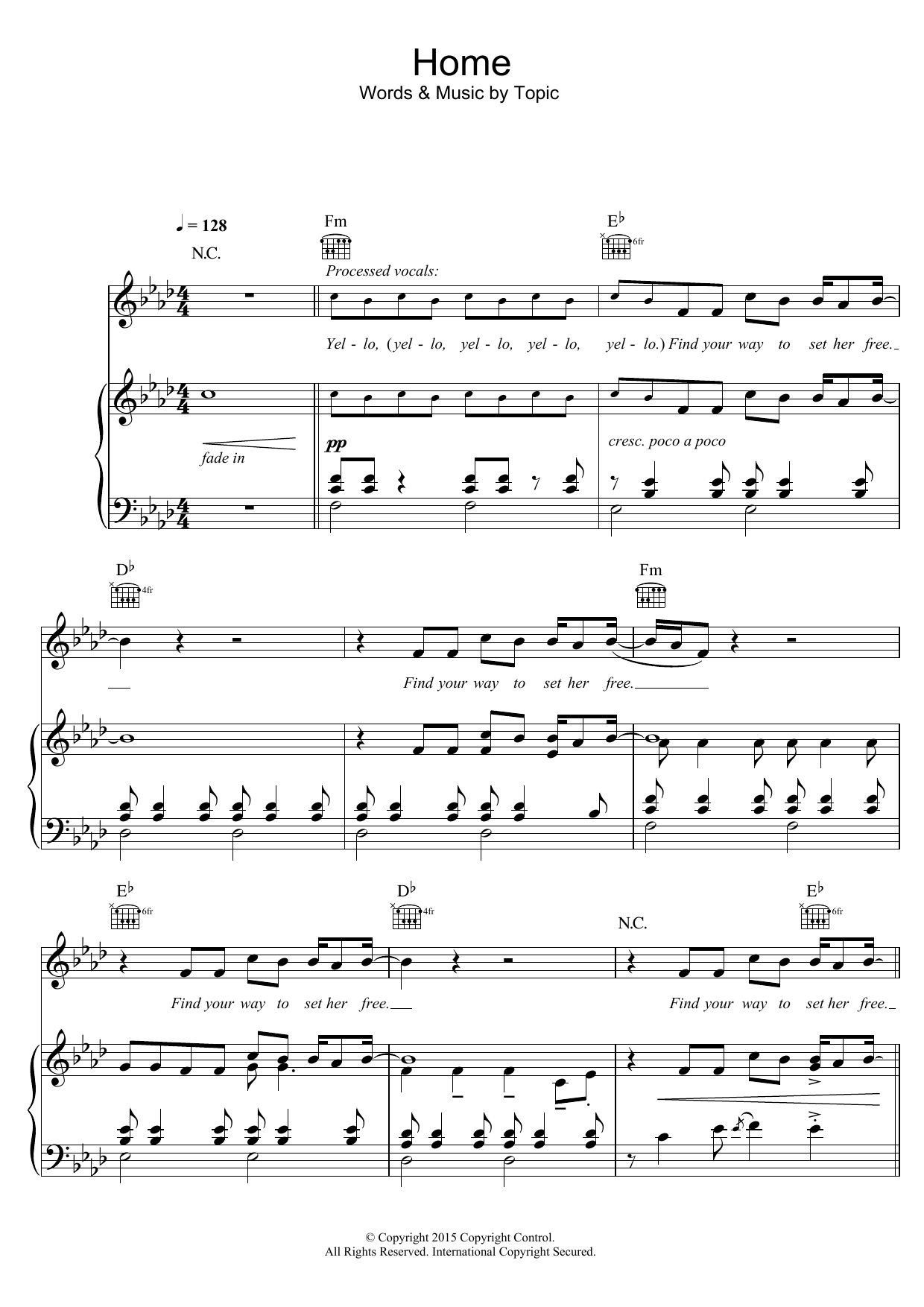 Topic Home (featuring Nico Santos) sheet music notes and chords arranged for Piano, Vocal & Guitar Chords
