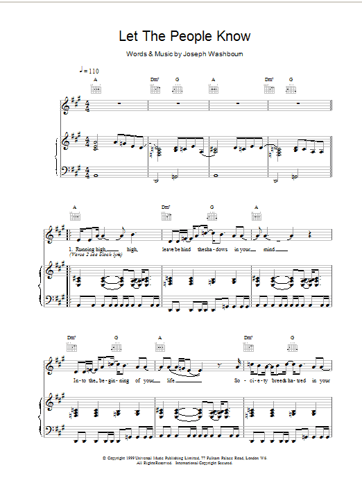 Toploader Let The People Know sheet music notes and chords arranged for Piano, Vocal & Guitar Chords