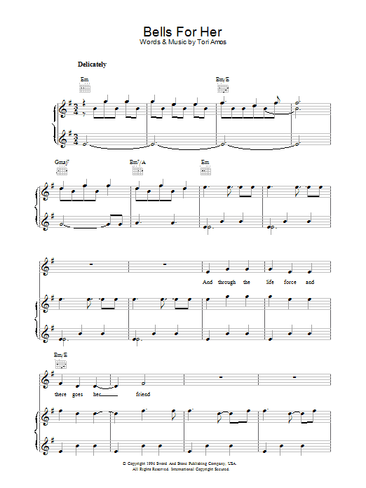 Tori Amos Bells For Her sheet music notes and chords arranged for Piano, Vocal & Guitar Chords