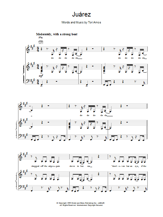 Tori Amos Juarez sheet music notes and chords arranged for Piano, Vocal & Guitar Chords