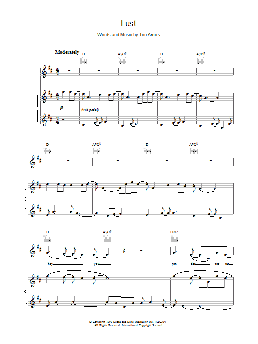Tori Amos Lust sheet music notes and chords arranged for Piano, Vocal & Guitar Chords