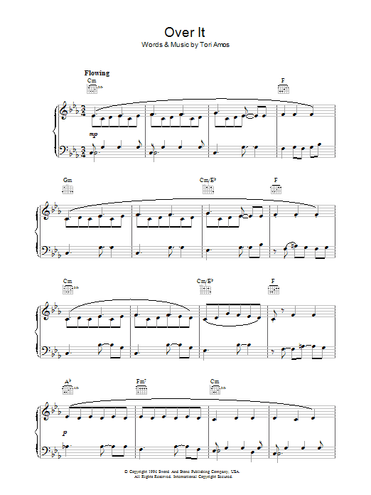 Tori Amos Over It sheet music notes and chords arranged for Piano, Vocal & Guitar Chords