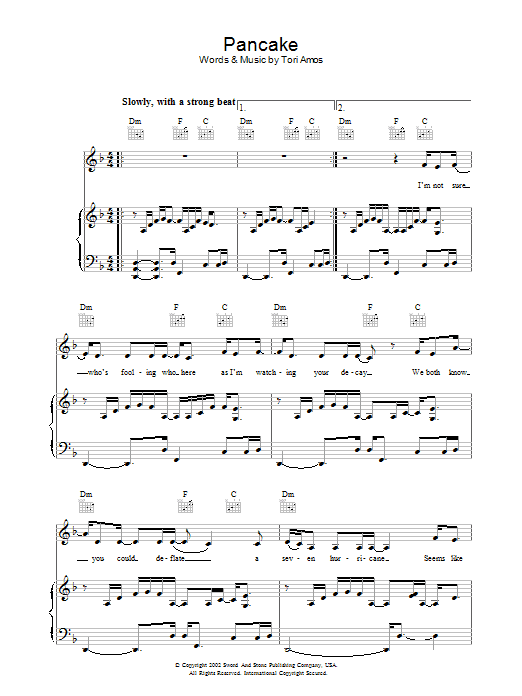 Tori Amos Pancake sheet music notes and chords arranged for Piano, Vocal & Guitar Chords