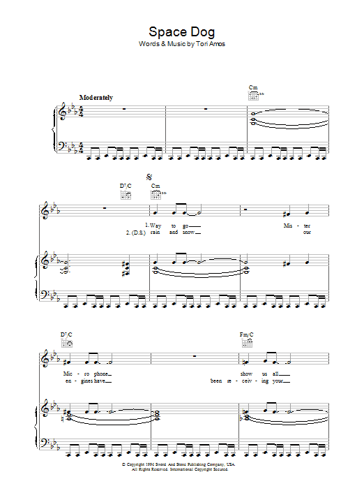 Tori Amos Space Dog sheet music notes and chords arranged for Piano, Vocal & Guitar Chords