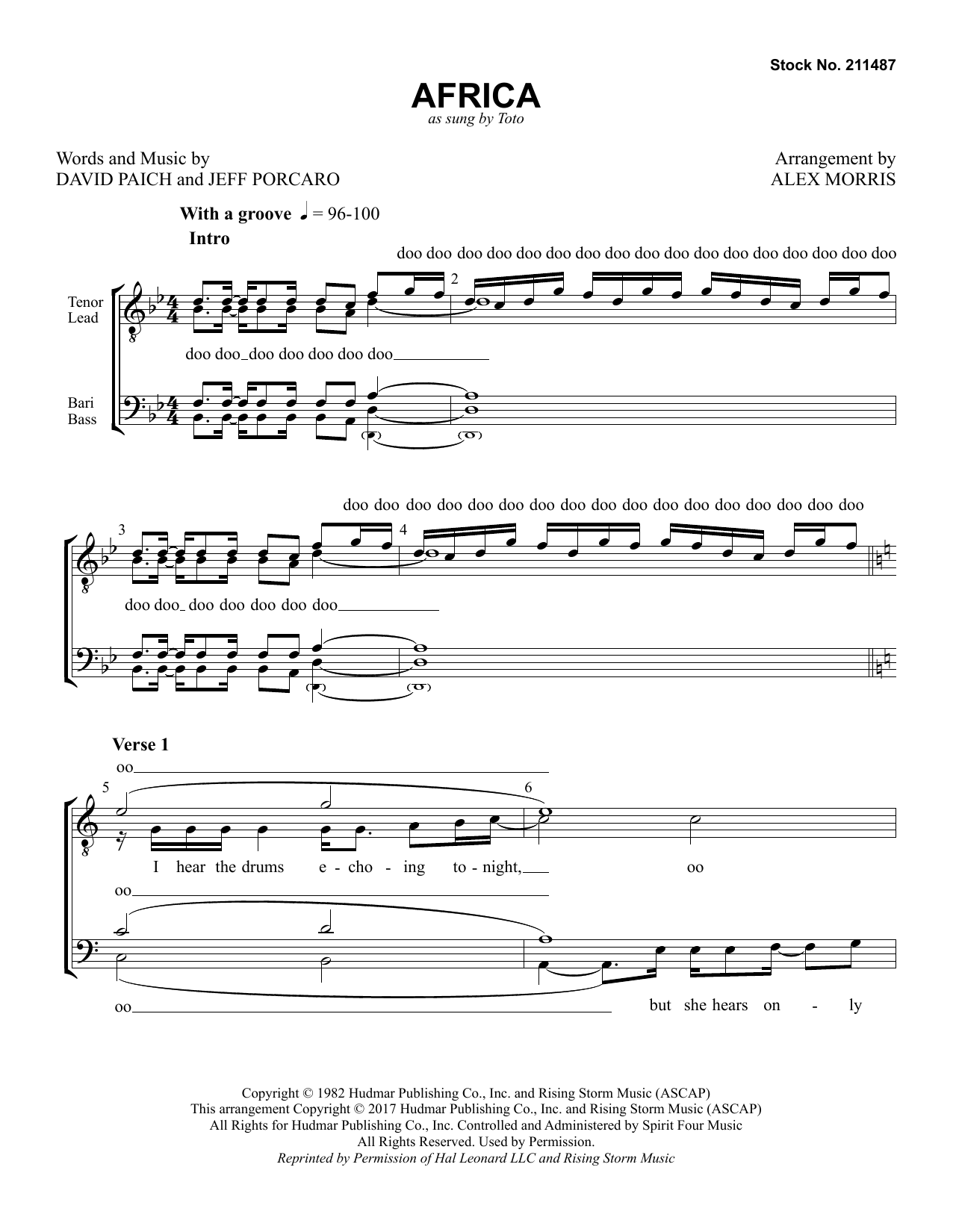Toto Africa (arr. Alex Morris) sheet music notes and chords arranged for TTBB Choir