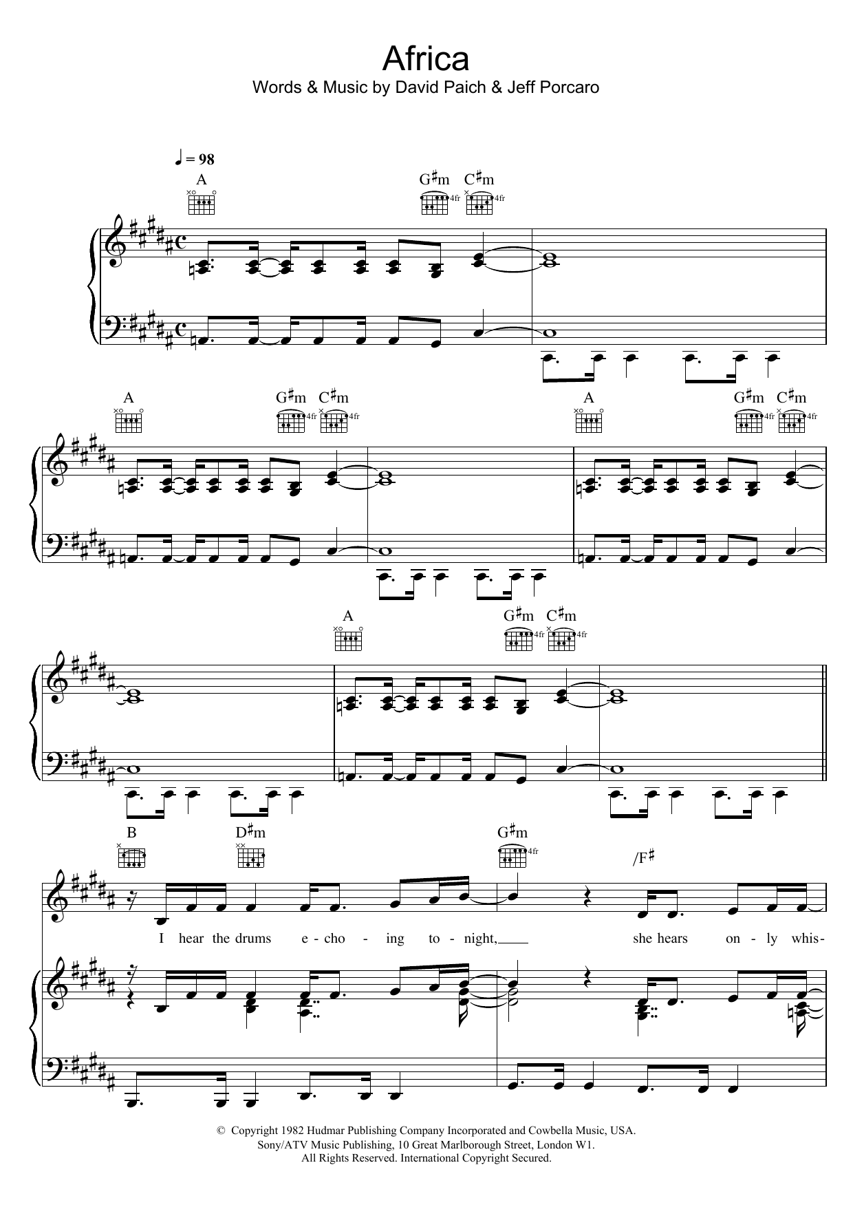 Toto Africa sheet music notes and chords arranged for Easy Ukulele Tab