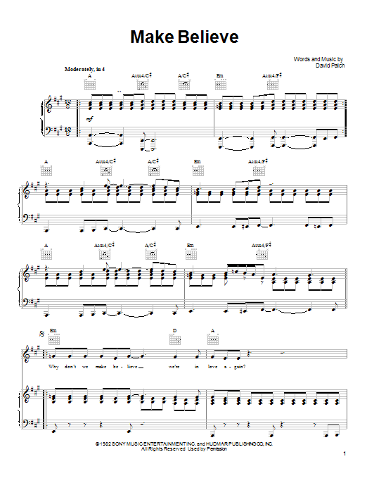 Toto Make Believe sheet music notes and chords arranged for Piano, Vocal & Guitar Chords (Right-Hand Melody)