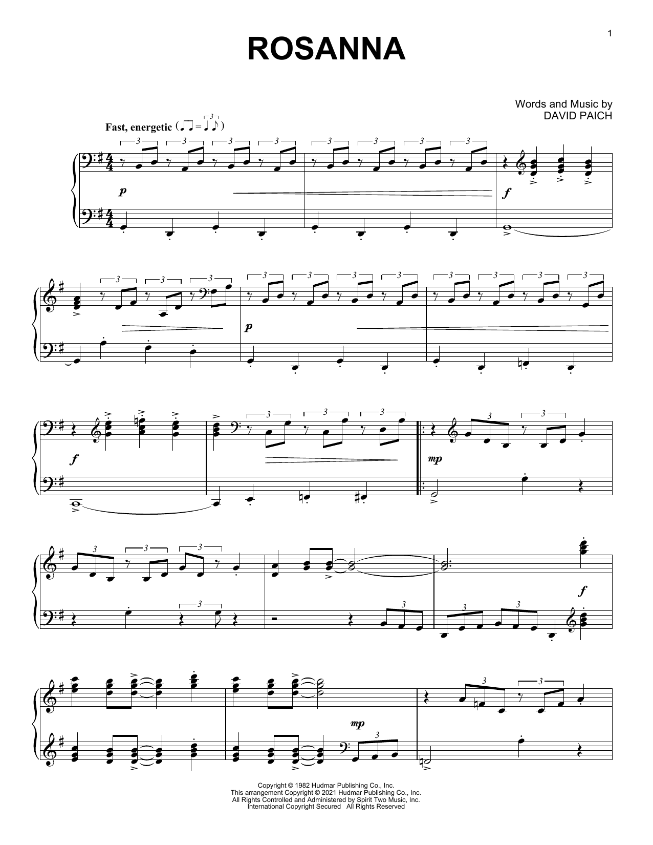 Toto Rosanna [Classical version] (arr. David Pearl) sheet music notes and chords arranged for Piano Solo