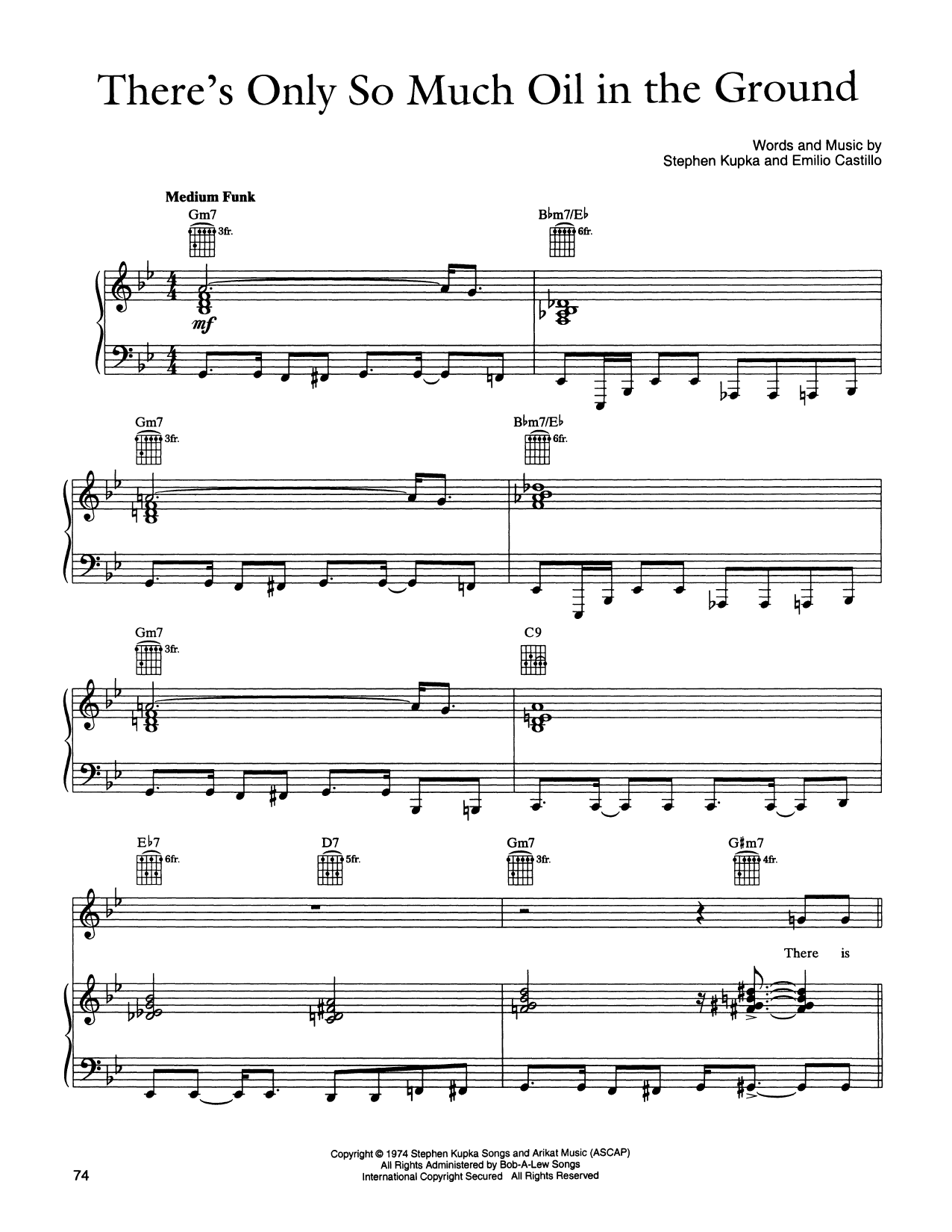 Tower Of Power Only So Much Oil In The Ground sheet music notes and chords arranged for Piano, Vocal & Guitar Chords (Right-Hand Melody)