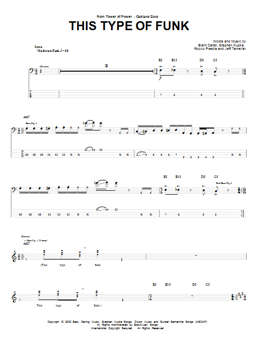 Tower Of Power This Type Of Funk sheet music notes and chords arranged for Bass Guitar Tab