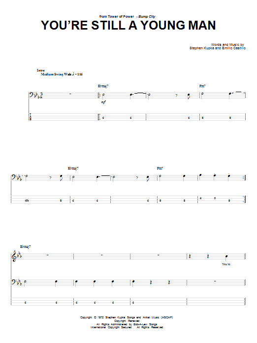 Tower Of Power You're Still A Young Man sheet music notes and chords arranged for Bass Guitar Tab
