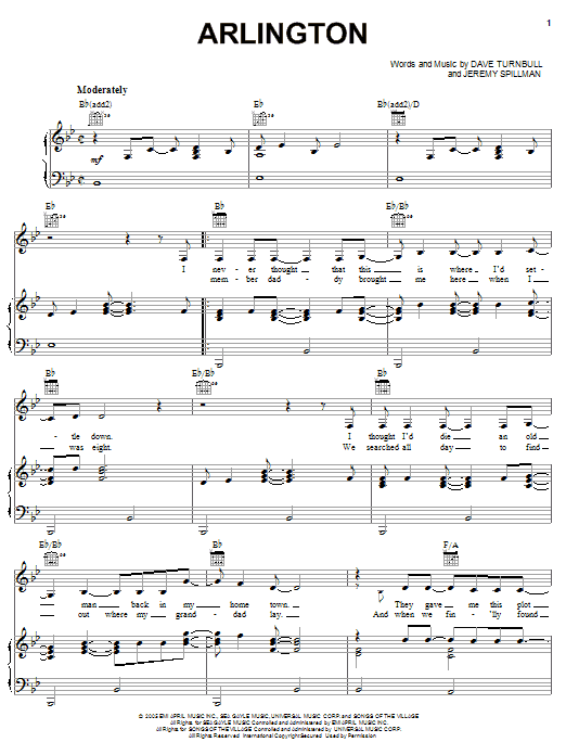 Trace Adkins Arlington sheet music notes and chords arranged for Piano, Vocal & Guitar Chords (Right-Hand Melody)