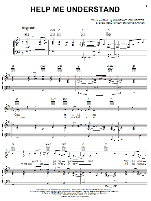 Trace Adkins Help Me Understand sheet music notes and chords arranged for Piano, Vocal & Guitar Chords (Right-Hand Melody)