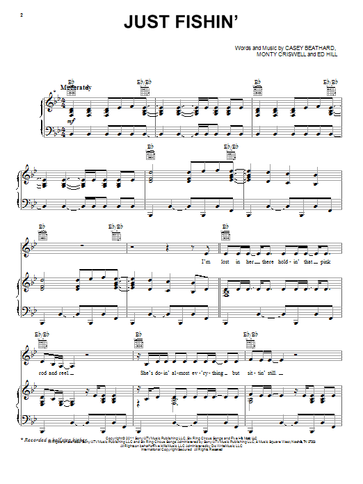 Trace Adkins Just Fishin' sheet music notes and chords arranged for Piano, Vocal & Guitar Chords (Right-Hand Melody)