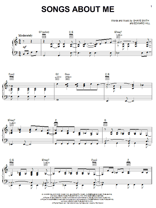 Trace Adkins Songs About Me sheet music notes and chords arranged for Piano, Vocal & Guitar Chords (Right-Hand Melody)