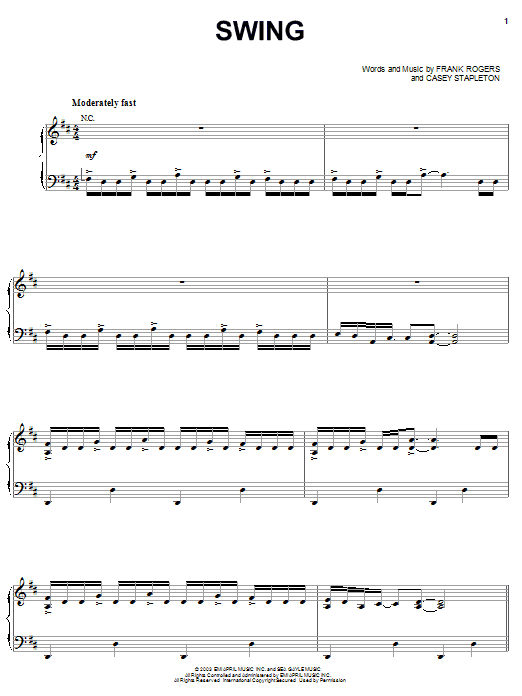 Trace Adkins Swing sheet music notes and chords arranged for Piano, Vocal & Guitar Chords (Right-Hand Melody)