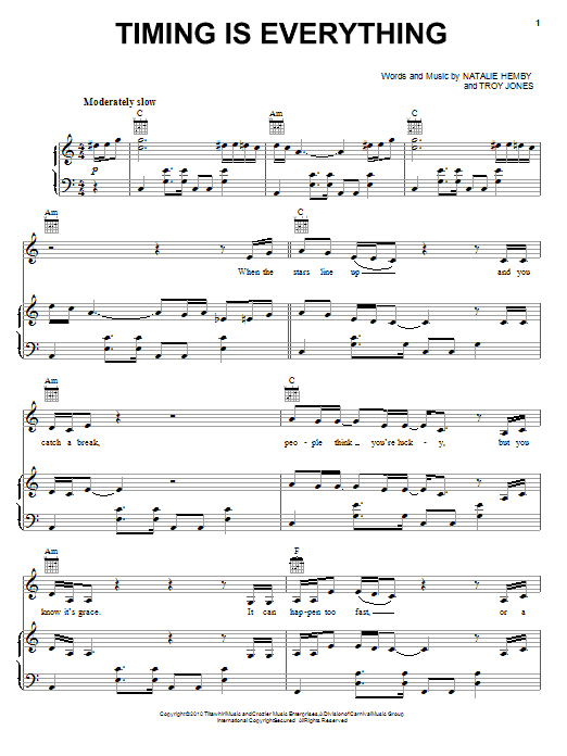 Trace Adkins Timing Is Everything sheet music notes and chords arranged for Piano, Vocal & Guitar Chords (Right-Hand Melody)