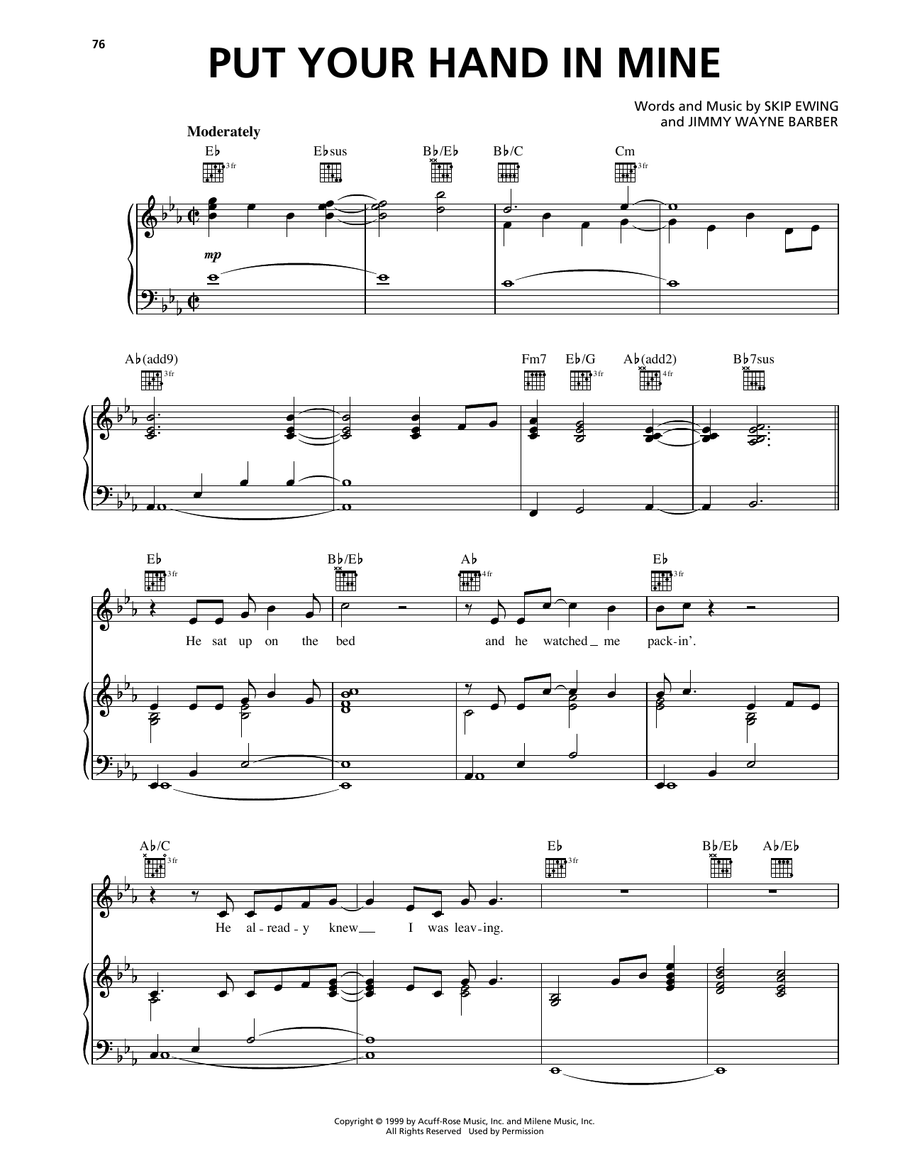 Tracy Byrd Put Your Hand In Mine sheet music notes and chords arranged for Piano, Vocal & Guitar Chords (Right-Hand Melody)