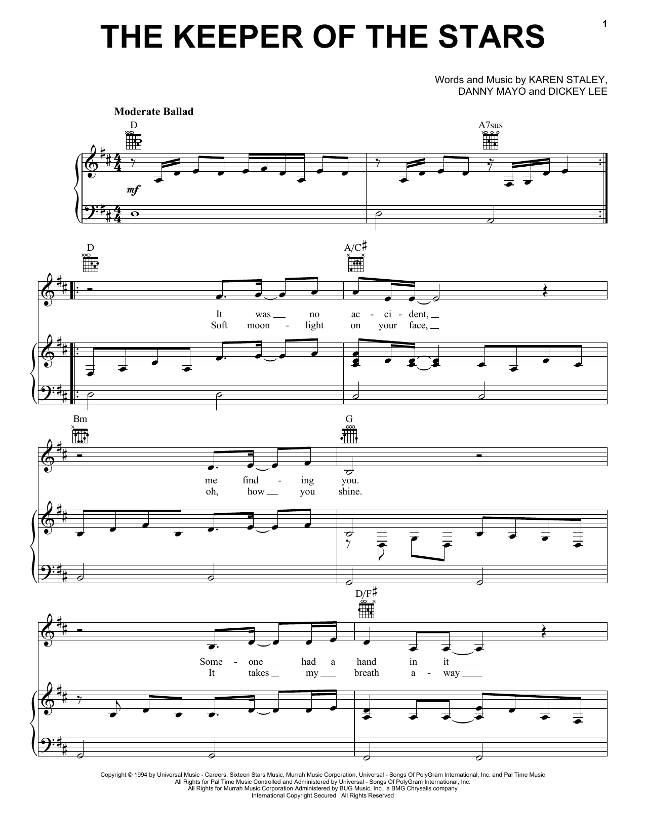 Tracy Byrd The Keeper Of The Stars sheet music notes and chords arranged for Guitar Chords/Lyrics