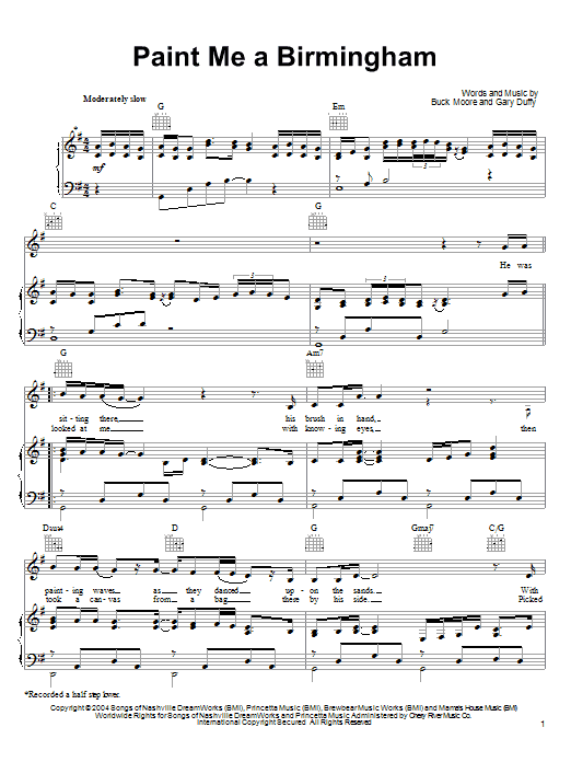Tracy Lawrence Paint Me A Birmingham sheet music notes and chords arranged for Piano, Vocal & Guitar Chords (Right-Hand Melody)