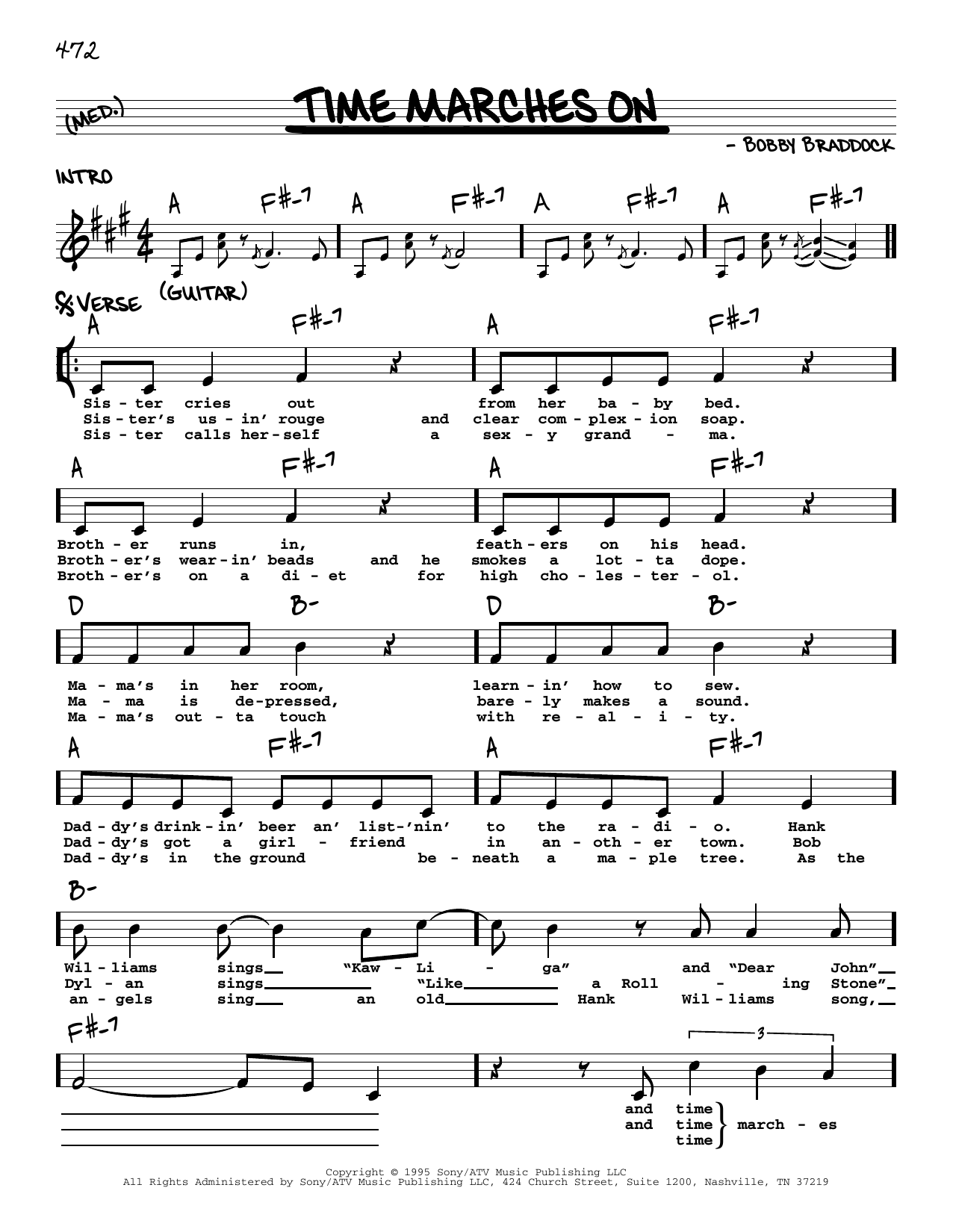 Tracy Lawrence Time Marches On sheet music notes and chords arranged for Real Book – Melody, Lyrics & Chords