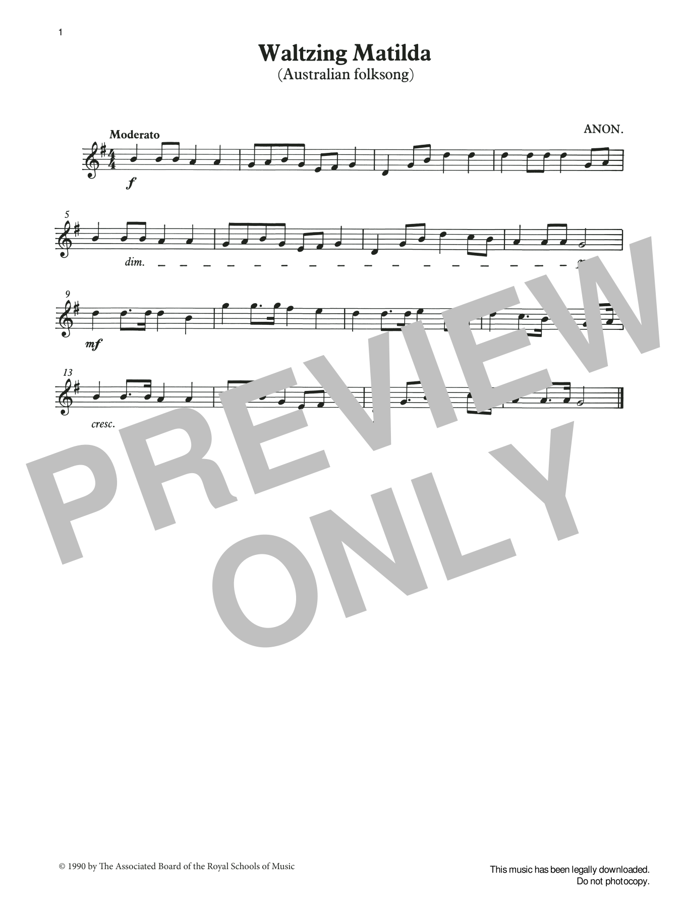 Trad. Australian Waltzing Matilda from Graded Music for Tuned Percussion, Book I sheet music notes and chords arranged for Percussion Solo