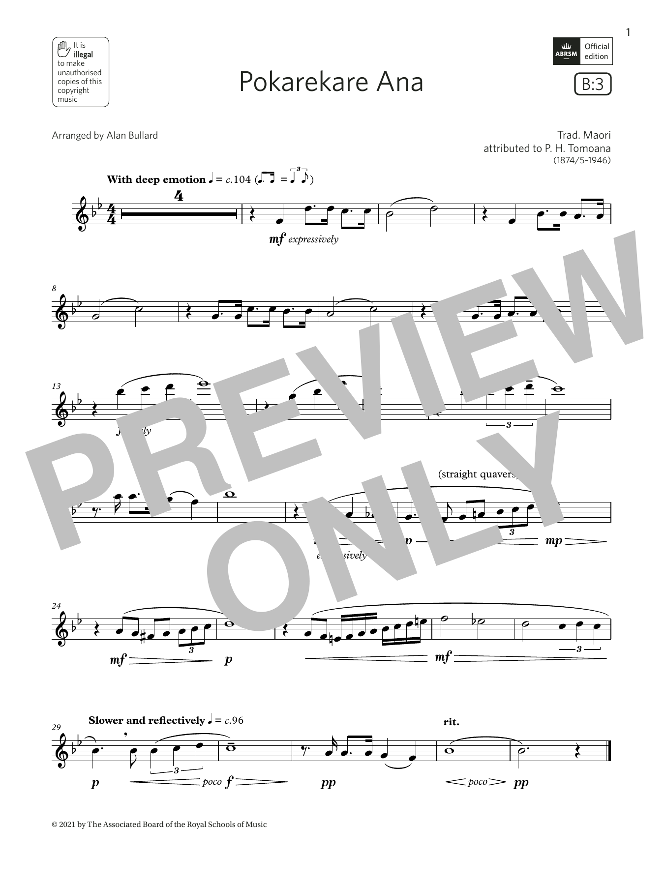 Trad. Maori Pokarekare Ana  (Grade 3 List B3 from the ABRSM Flute syllabus from 2022) sheet music notes and chords arranged for Flute Solo