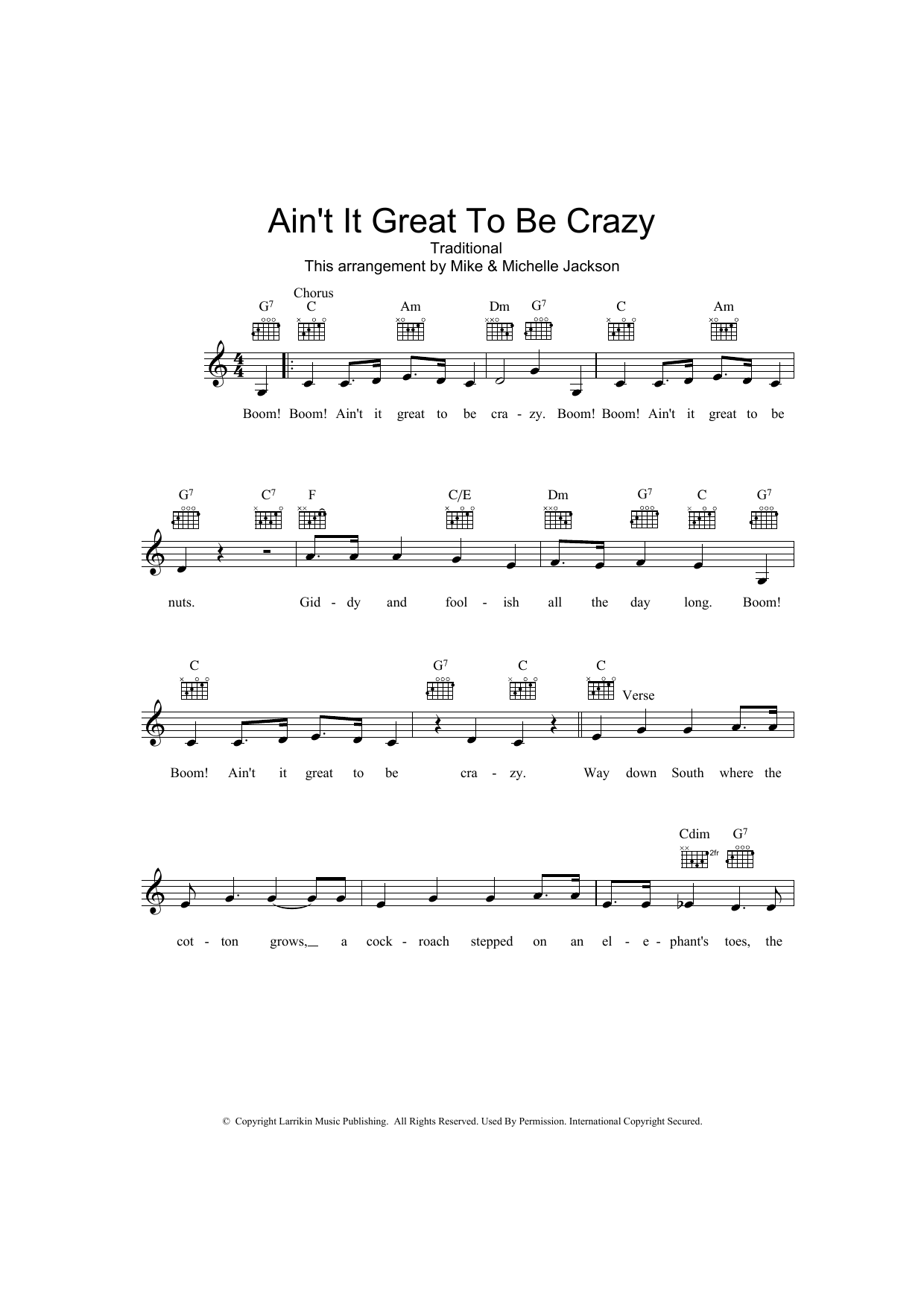 Traditional Ain't It Great To Be Crazy sheet music notes and chords arranged for Lead Sheet / Fake Book