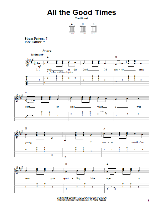 Traditional All The Good Times sheet music notes and chords arranged for Real Book – Melody, Lyrics & Chords